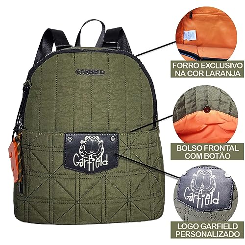 Mochila Feminina Garfield Média Nylon Verde