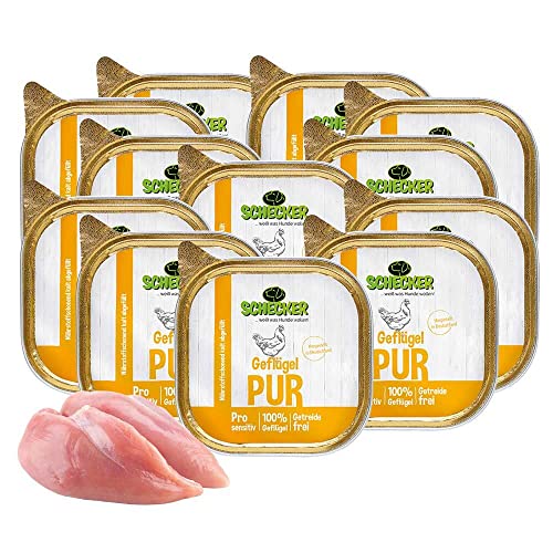 Produktbild von Schecker Nassfutter Geflügel PUR für Hunde - 12 x 200 g
