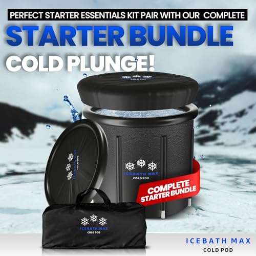 Cold Plunge Tub - Essential Bundle inludes 4X Ice Blocks: Extra Large Ice Block for Ice Bath, 4 Pack Big Ice Cube Blocks, Silicone Ice Bath Accessories for Cold Plunge
