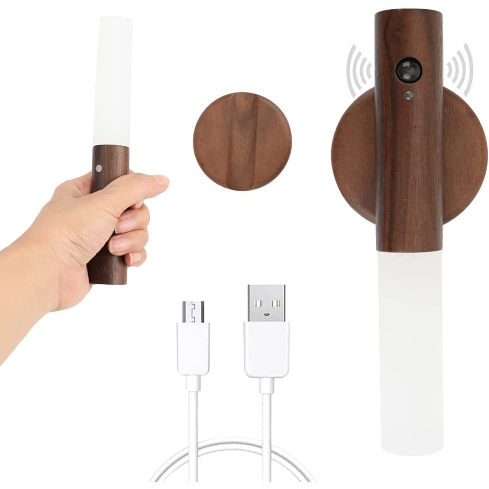 Luce Notturna Magnetica Senza Fili con sensore di Movimento a LED per corridoio con Interruttore, lampade da Parete per Scale Ricaricabili Tramite USB, corridoi, camerette dei BAMB