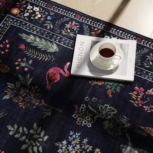 Runner Rug for Kitchen Rug Non Slip 2'x6' Washable Rugs with Rubber Backing Soft Floral Animal Carpet Runner for Kitchen, Laundry, Bedroom, Bathroom (Blue)