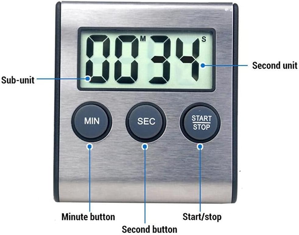 Kitchen Timer Digital Magnetic Chronometer LCD Screen Alarm Clock Cooking Count Up Countdown Stopwatch