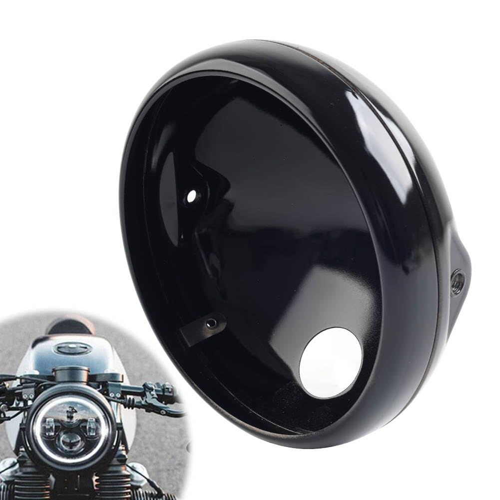 Cninba13 Glossy Black Round Headlight Housing Bucket Cover Round Headlamp bucket shell Cover 7 inch For Universal FOR Harley FOR Kawasaki FOR Honda FOR Yamaha