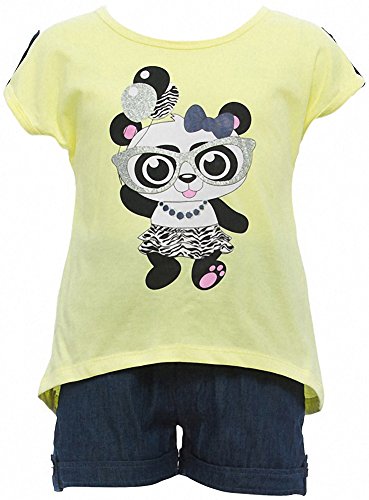Image of ToBeInStyle Girl's Two Piece Summer Set Cute Tee Top and Matching Shorts Adorable Outfit