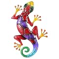 Bagmrteho Coyote Statue Metal Gecko Outdoor Wall Art Handmade Glass Garden Decor for Patio Or Yard Double Garden Items for outside (Red, 43 * 27cm)