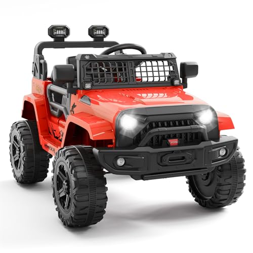 Hetoy Ride on Toys for Kids, Kids' Electric Vehicles, Electric Car for Kids, 12V Ride on Car with Remote Control, Spring Suspension, LED Lights, Bluet