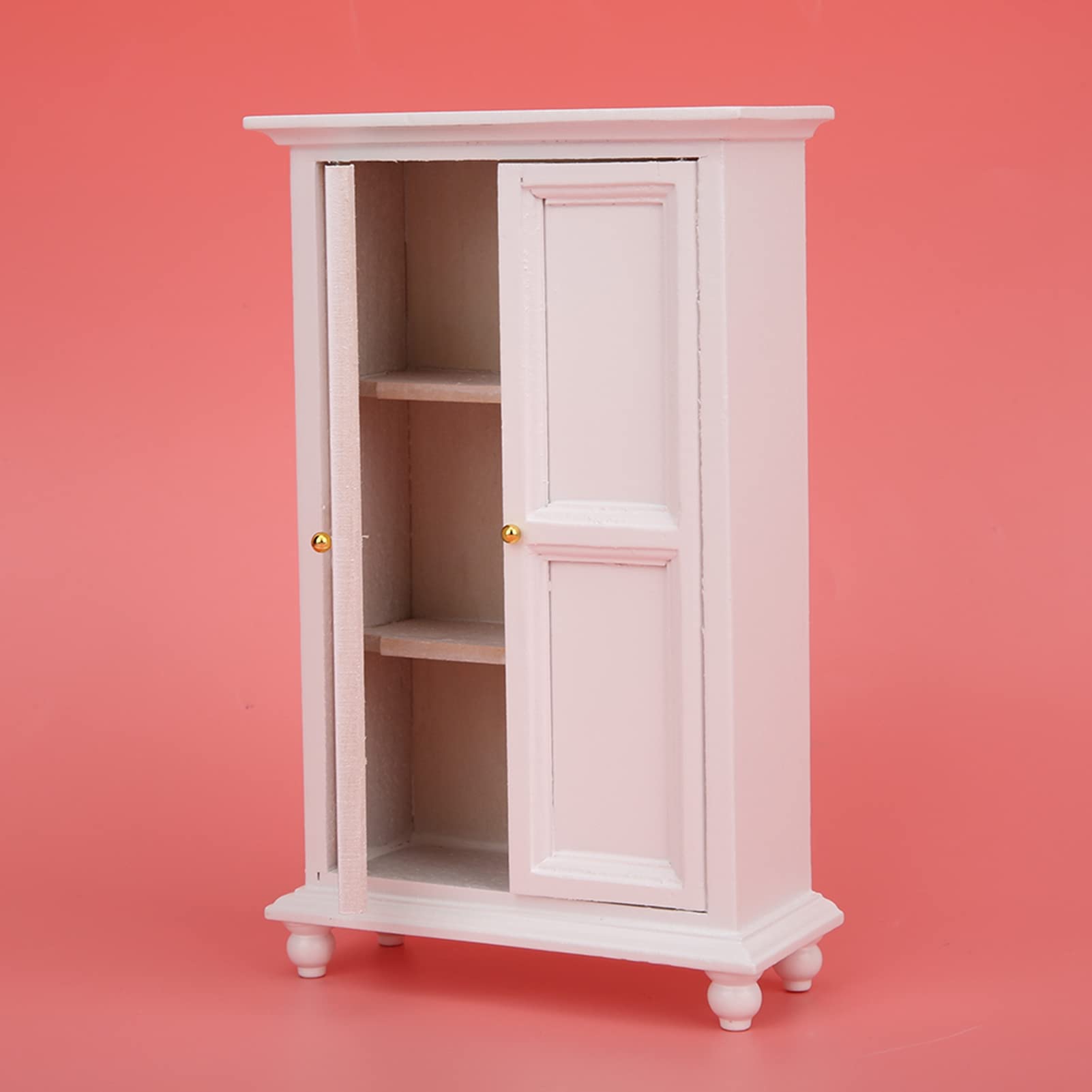 Double Door Wooden Dollhouse Wardrobe Miniature, and Vivid 1:12 Closet Furniture with Large Capacity for Bedroom - Image 2