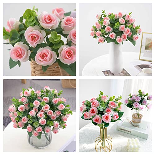 XZJMY Artificial Flowers Fake Silk Rose for Decoration,20Heads Small Roses Flower Bouquet with Stem Bouquet of Flowers,Plastic Flowers Fake Roses for DIY Vase Home Wedding Centerpieces (2 - Image 3