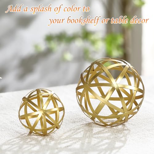 Gold Decorative Sphere, Metal Coffee Table Decor Sculpture, Modern Home Decor Accent for Tabletop, Centerpiece, Shelf Display- Elegant Metal Sphere Decor with Luxury Golden Finish - Image 6