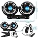 QIFUN Car Fan Adjustable Dual Head 12V 360° Rotatable 4 Inches Car Clip Fan for Front/Rear Seat Passenger Car Essentials Cooler with Stepless Speed Regulation for Vehicle SUV, RV
