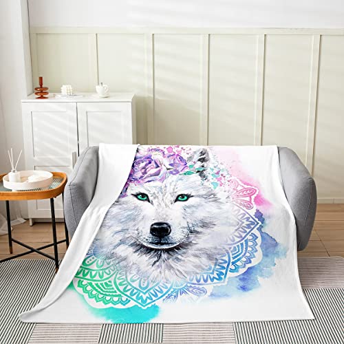 Erosebridal Wolf and Mandala Fleece Throw Blanket #TOP22