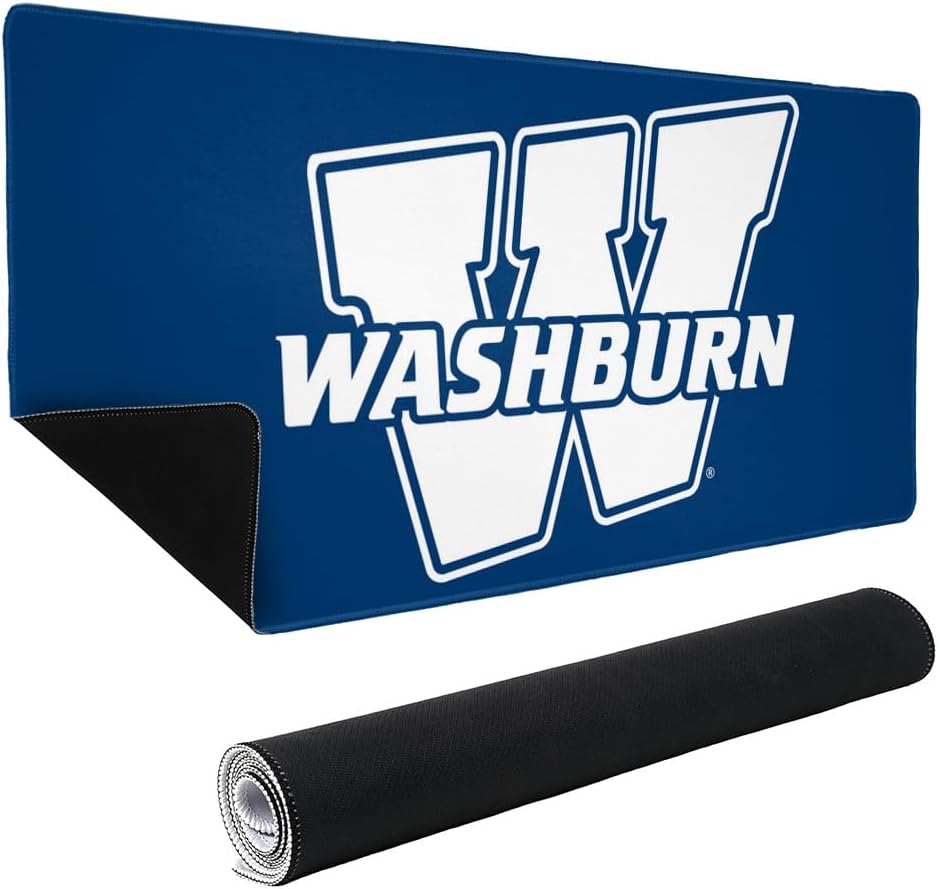 Washburn University Primary Logo Large Gaming Mouse Pad Desk Mat with Stitched Edges, Non-Slip Base for Gamer, Home and Office, 31.5 x 15.7