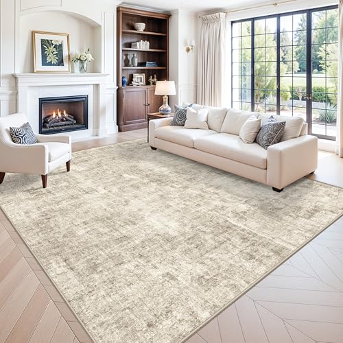 10x10 ft Square Living Room Rug &ndash; Washable Modern Abstract Area Rug for Bedroom...