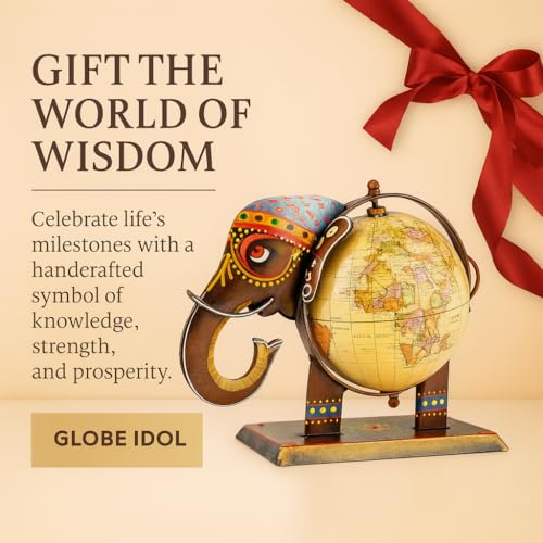 Image of ZAICUS Elephant Globe Showpiece for Home & Office Decor | Vintage World Map Decorative Globe | Tabletop Showpiece for Living Room, Study & Gifting