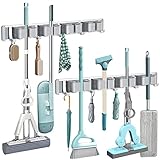 2 Pack Mop Broom Holder Wall Mount, Garden Kitchen Tool Storage Organizer, Wall Hanger Hooks Rack...