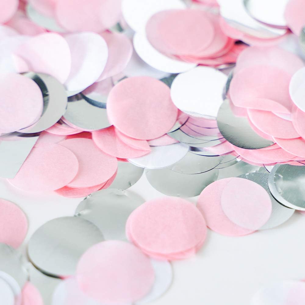 2.5cm Paper and Foil Confetti Pretty Pink Mix Round Tissue Confetti 6000pcs for Parties Weddings Birthday Party Balloon Table Decoration (Light Pink - Image 4