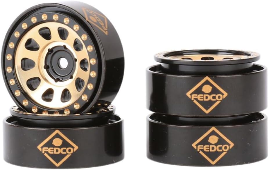 SCX24 Wheels 1.0 Brass Beadlock Wheels 2 MM Negative Offset 51g Brass Rims for Axial SCX24 Gladiator Deadbolt C10 JLU Bronco AX24 Upgrades 1/24 RC Crawler