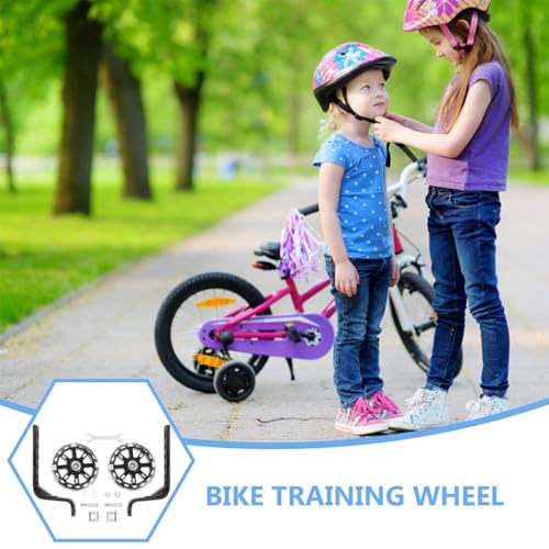 2 ruedas auxiliares para bicicleta de entrenamiento, para bicicletas de 12-20 pulgadas, estabilizadores negros resistentes al desgaste con luces intermitentes, adecuados para equilibrio y soporte de seguridad miniatura 7