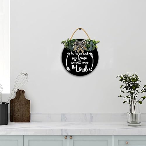 Miniatura 5 de Letreros rústicos de madera con texto en inglés "As for Me and My House We Will Serve The Lord Wreaths for Front Door Wood" ("As for Me and My House