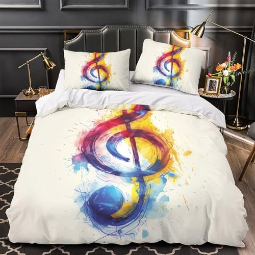 Parure de lit musique 200x200cm microfibre douce pour lit double facile à laver