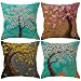 ULOVE LOVE YOURSELF Cotton Linen Throw Pillow Case Oil Painting Square Home Decorative Cushion Cover for 18 X 18 Inches Pillow Inserts, 4Pack Multicolor Trees