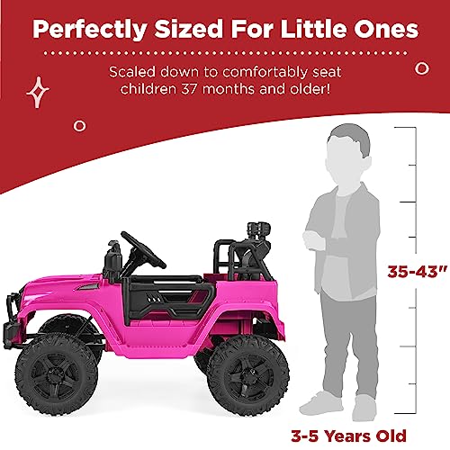 Image of Best Choice Products 12V Kids Electric Vehicle Toy Ride On Car with Parent Remote Control for Toddlers, Seat Harness, 61 lbs Weight Capacity, Locking Doors, Spring Suspension, Bluetooth - Hot Pink