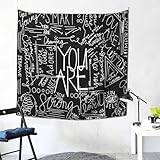 YOYNIIRE Quote You Are Wall Tapestry Inspirational Classroom Positive Kids Tapestries Wall Hanging Motivational Positive Affirmations Saying Aesthetic Tapestry for Bedroom Dorm (Black, 60" x 60")