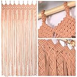 ECO FRIENDLY HOMEWARE VNCK Macrame Curtains for Doorways, Beaded Curtains for Doorways, Macrame Wall Hanging, Bead Doorway Curtain, Boho Backdrop, Door Beads, Beaded Curtain L77 x W35, Rosy Brown