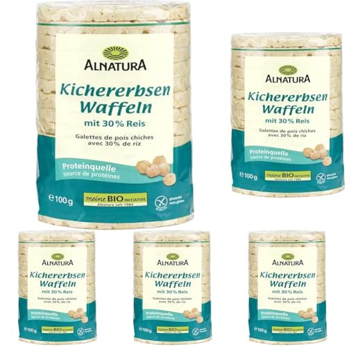 Alnatura Bio Kirchererbsenwaffeln, 100 g (Packung mit 5)