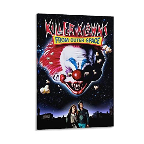Killer Klowns From Outer Space 1988 - Classic Horror Movie Poster Canvas Wall Art Prints For Wall Decor Room Decor Bedroom Decor Gifts 24X36Inch(60X90Cm) Frame-Style #TOP10