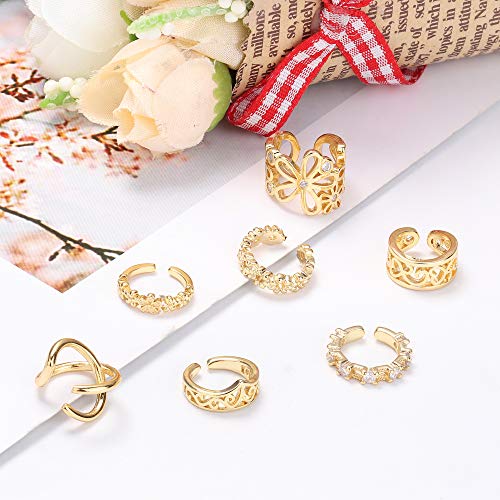 Jstyle 20Pcs Adjustable Ear Cuffs Earrings Set for Women Stainless Steel Non-Piercing Cartilage Clip On Wrap Earring Set - Thumbnail 5