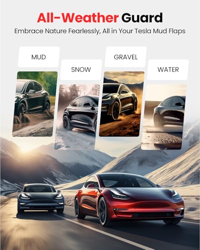 Image of REEVAA 2026 Tesla New Model Y Juniper Accessories - Mud Flaps [No Drilling Required] All-Weather Mud Flap Accessories for Model Y Juniper 2025-2026, Black (Set of 4)