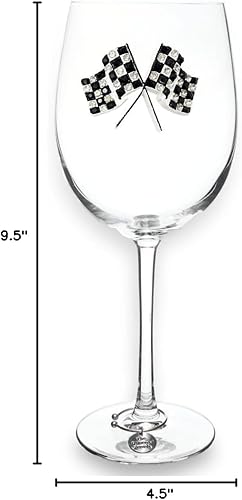 Miniatura 3 de THE QUEENS' JEWELS Copa de vino con tallo con joyas de bandera a cuadros, 21 onzas, regalo único para mujeres, cumpleaños, lindo, divertido, sin