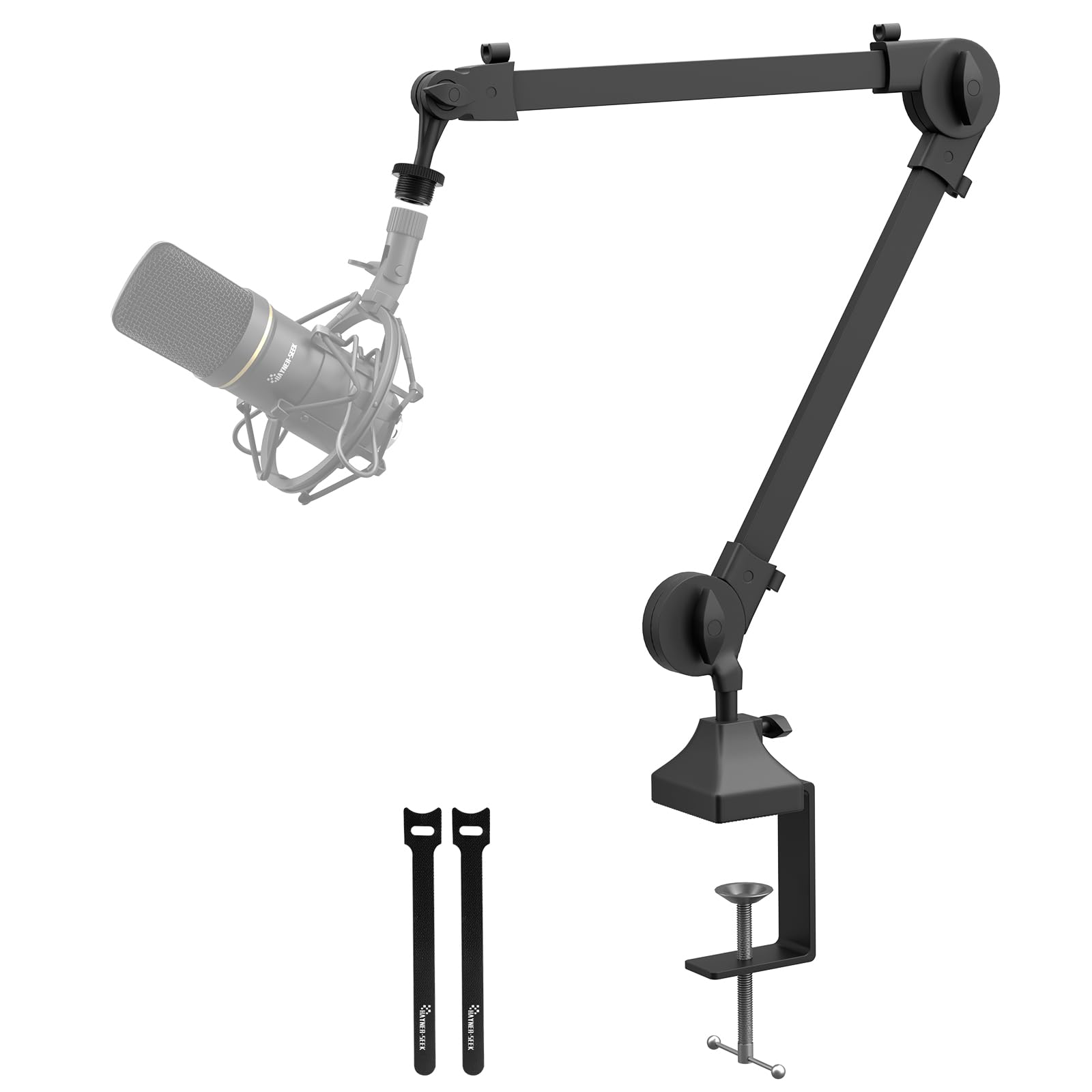 Microphone Boom Arm Stand With 5/8 Inches Connector, Studio Arm Suspension Scissor Adjustable Mic Stand for HyperX/Shure SM7B and Other Microphone, Recording Gaming Streaming Podcasting