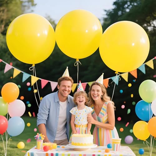 Image of Yellow Giant Balloons 36 Inch, 9pcs Jumbo Large Round Latex Balloons for Baby Shower Birthday Sunflower Theme Party Decorations