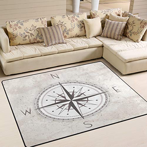 Use7 Vintage Kompass Wind Rose Kunstwerk Bereich Teppich für Wohnzimmer Schlafzimmer 160 cm x 122...