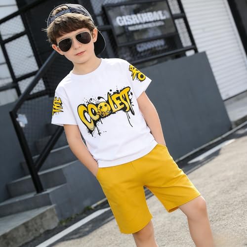 Image of Yoxindax Boys Clothes 2-Piece Casual Street Style Turn-Down Collar Half Zip Kids 4-12 Years Teen Boys Summer Outfits