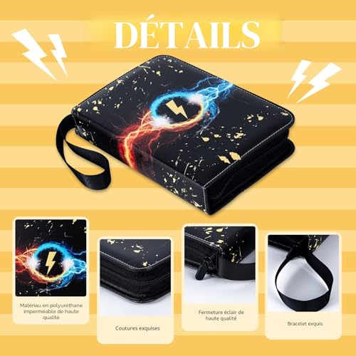 Classeur Carte Pokemon 900 Cartes 50 Pages, Imperméable Fermeture éclair Album Carte à Collectionner – vue 2