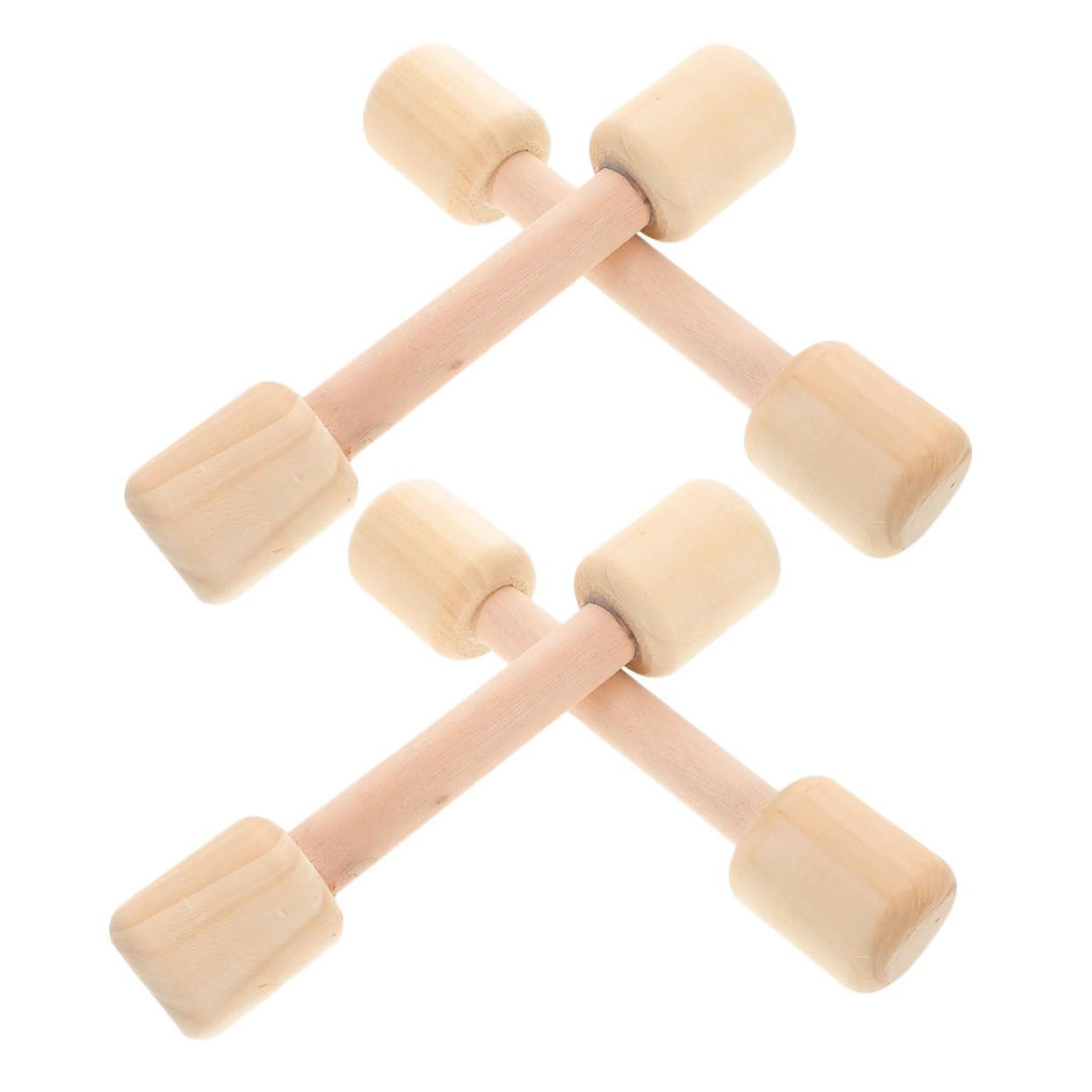 Yardwe 4pcs Wooden Dumbbell Ergonomic Handheld Design for Exercise Promotes Hand Strength and Coordination for Imaginative Play and Physical Activity