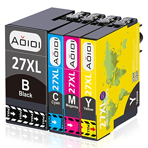 AOIOI 27XL Druckerpatronen Ersatz für Epson 27 XL Patronen Kompatible für Epson Workforce WF-3620 WF-3640 WF-7110 WF-7210 WF-7610 WF-7620 WF-7710 WF-7715 WF-7720 (4-Pack) Cover