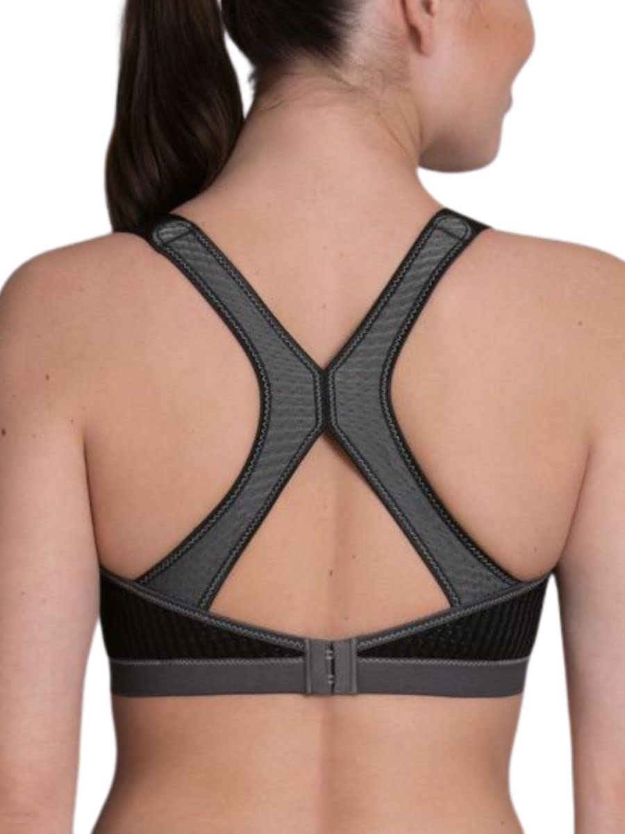 Anita - Dynamix Star Racerback – damski biustonosz sportowy – oddychający, czarny (czarny/anthrazit 445), 70G