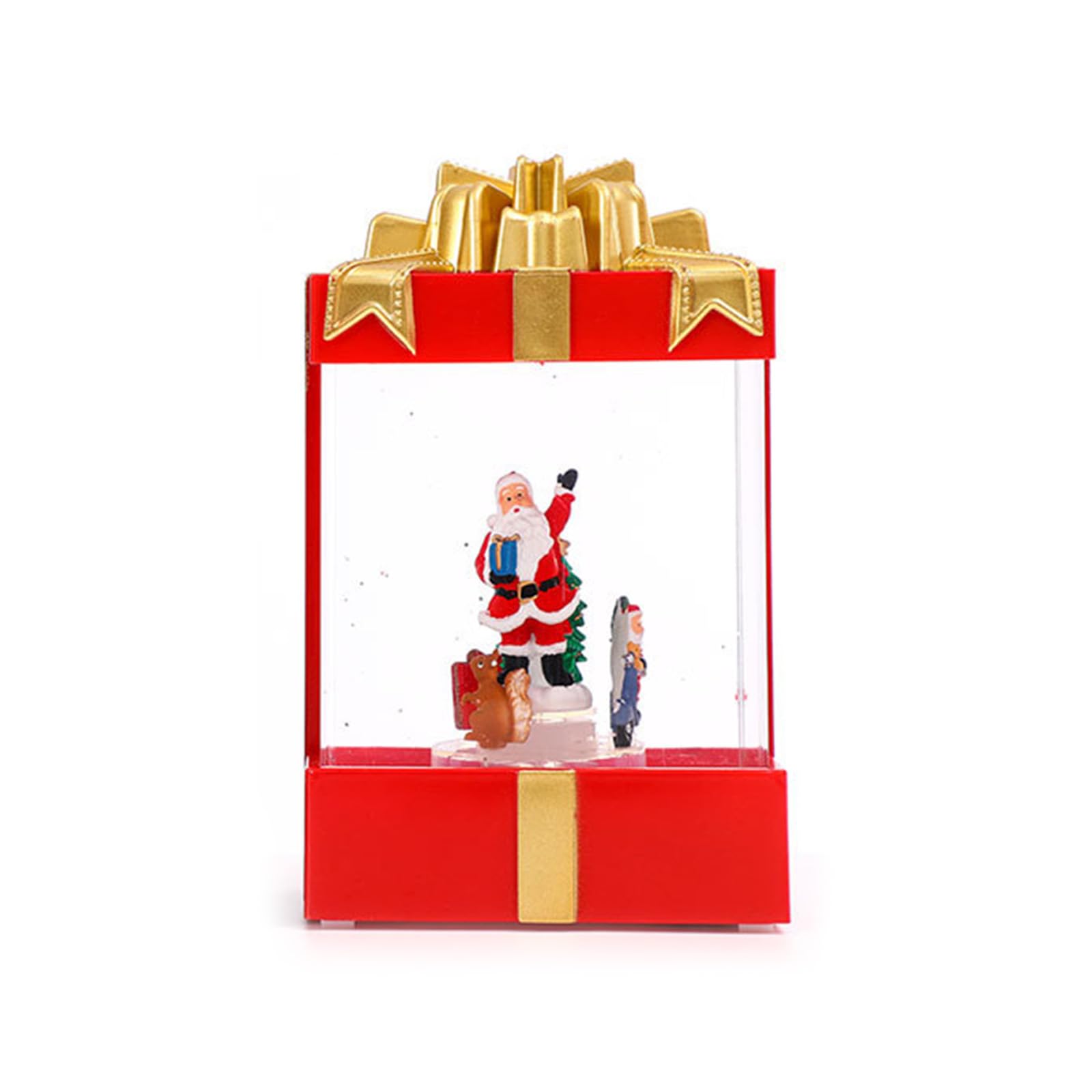 Weihnachts Schneekugel Lichterkette mit Weihnachtsmann Rentierschlitten Dekorationen, leuchtende Kastenform für Kinder, Kinderzimmer, Dekoration, Baumlichter