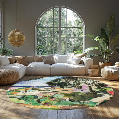 Tapis rond antidérapant et lavable pour sécuriser et décorer le salon