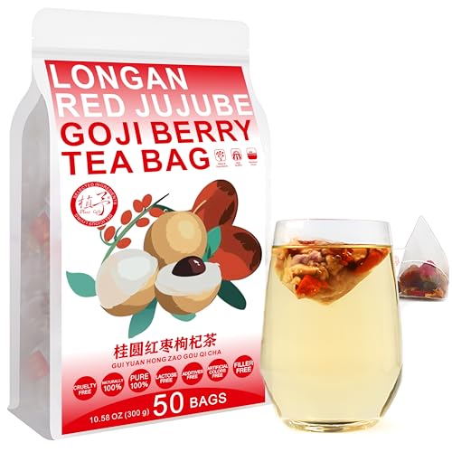 Plant Gift Longan Goji Berry Tea Bags 10.58oz (6g*50bags), wolfberry, rosa, hongzao China pura naturaleza, té mixto saludable, combinación de té de flores 300g 桂圆枸杞茶