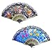 Grosun 10 Pieces Spanish Hand Fan Handheld Fans for Women Floral Spanish Folding Fan Foldable Fan Vintage Fans Handheld Hand Fan for Wedding and Party Decoration