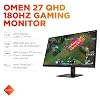 HP OMEN 27 inch QHD 180Hz Gaming Monitor, Quad HD Display (2560 x 1440), IPS Panel Technology, HDR 400, 1ms GtG (with Overdrive), AMD FreeSync, Black, 27q G2 (2025)