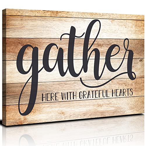 Rustic Kitchen Wall Art Gather Signs for Home Decor Canvas