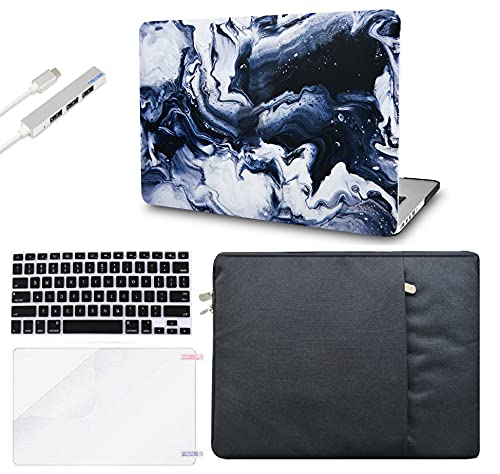 Photo 1 of KECC Compatible with MacBook Air 13 inch Case A1932 Retina Display + Touch ID Plastic Hard Shell + Keyboard Cover + Sleeve + Screen Protector + USB (Black Grey Marble)