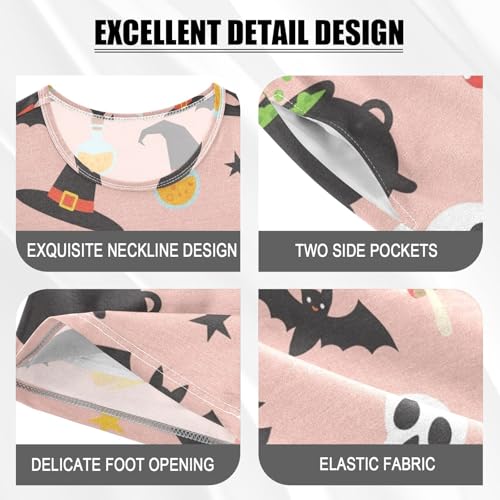 Pajama Short Sets Halloween Themed Seamless Pattern Design Soft Cotton Summer Sleepwear 2 Piece PJS Size 5-14T3