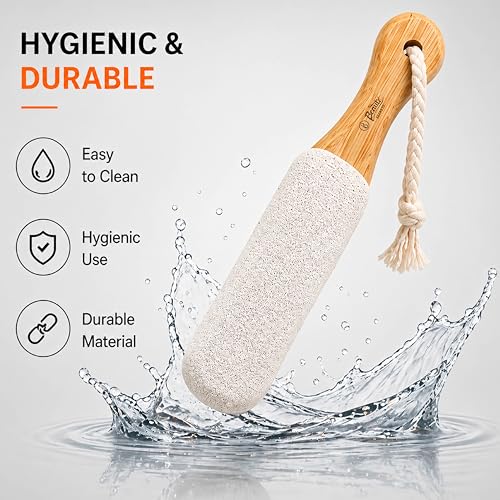 Image of Beaute Secrets Double-Sided Pumice Stone with Handle | Foot Scrubber & Callus Remover for Dead Skin | Pedicure Foot File for Cracked Heels, Corns & Hard Skin - Shower Safe Foot Care Tool